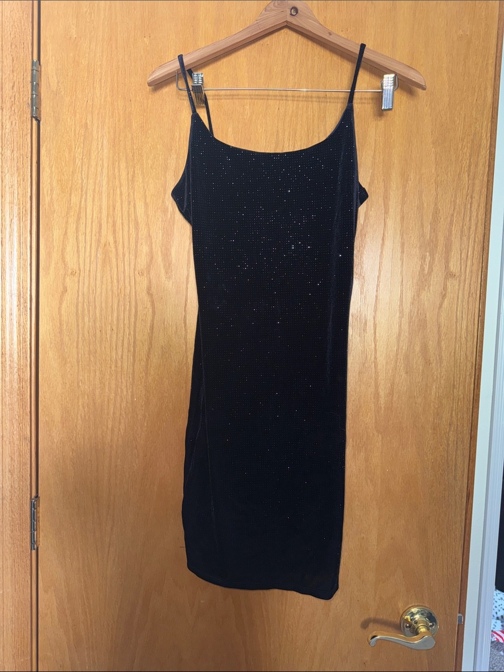 Black with Navy Sparkle Slip Dress with Thin Straps
